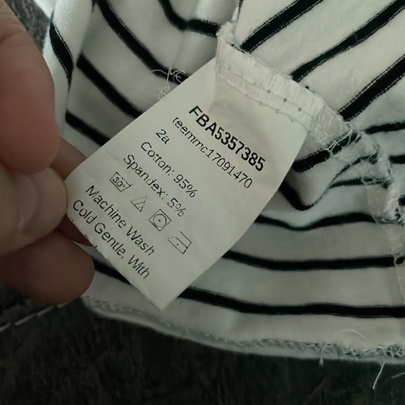 High Neck Long Sleeve Slim Fit Stretch Striped Top - Picture 8 of 9